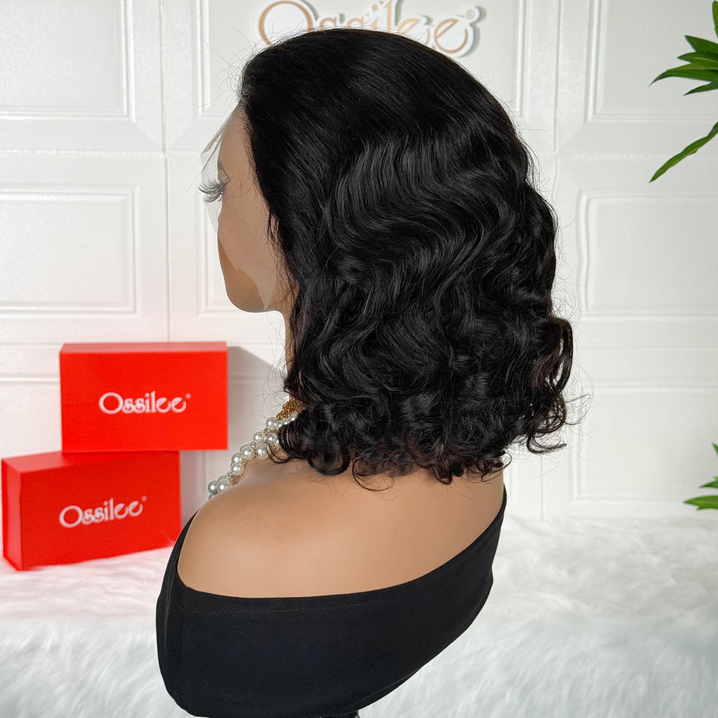 Ossileehair Body Wave BOB Glueless 13X4 Full Frontal Black  100% Human Hair