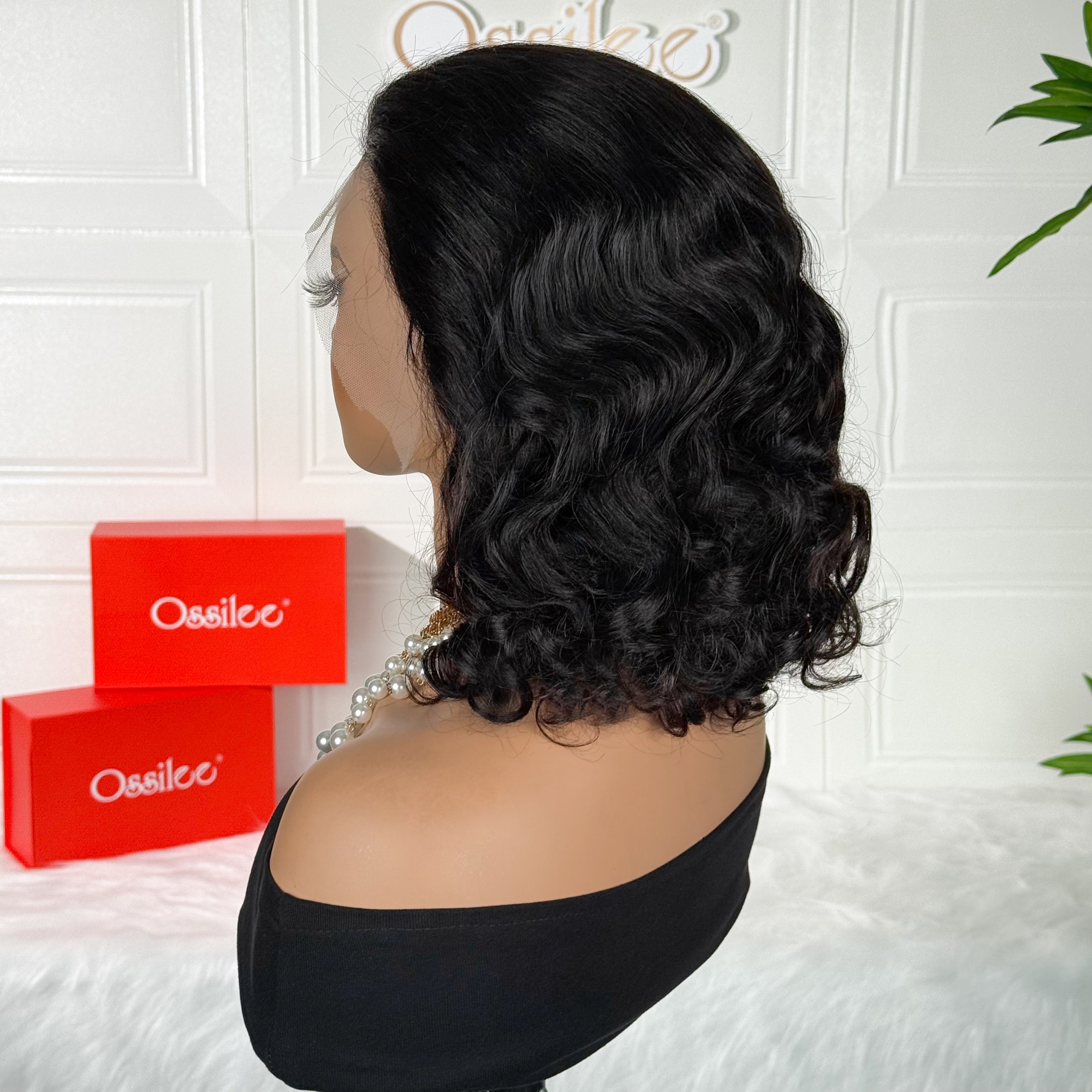 Ossileehair Body Wave BOB Glueless 13X4 Full Frontal Black  100% Human Hair