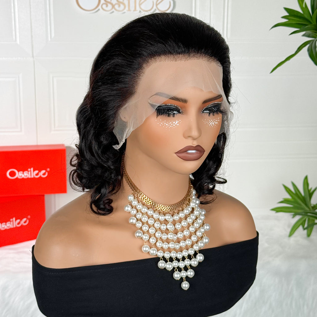 Ossileehair Body Wave BOB Glueless 13X4 Full Frontal Black  100% Human Hair