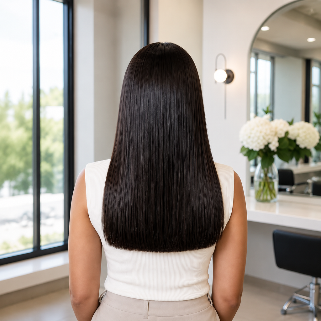 Ossileehair Straight Hair Super Double Drawn Glueless BOB 13x4 Full Frontal  Black 100% Human Hair