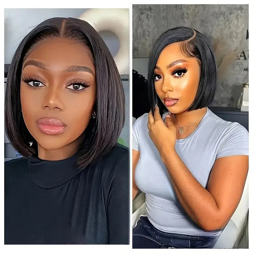 Ossileehair Straight Hair BOB 13X4 Full Frontal Black 100% Human Hair