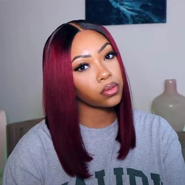 Ossileehair Straight Hair Double Drawn 4X4 #T1B/99J 100% Human Hair