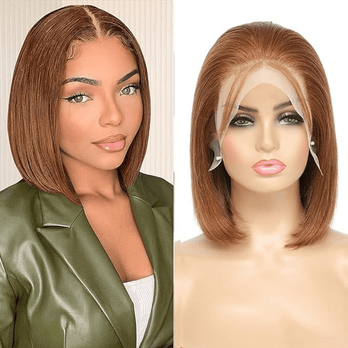 Ossileehair Straight Hair BOB Full Frontal 13X4 Brown #4 100% Human Hair