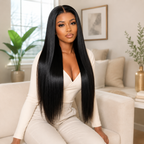 Ossileehair Straight Hair 300% Density Glueless Full Frontal 13X4 Black 100% Human Hair