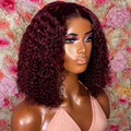 Burgundy Color Jerry Curly 13x4 Lace Frontal BOB Wig