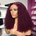 Ossilee Jerry Curly Maroon Color #99j Double Drawn 13x4 Full Front BOB Wig