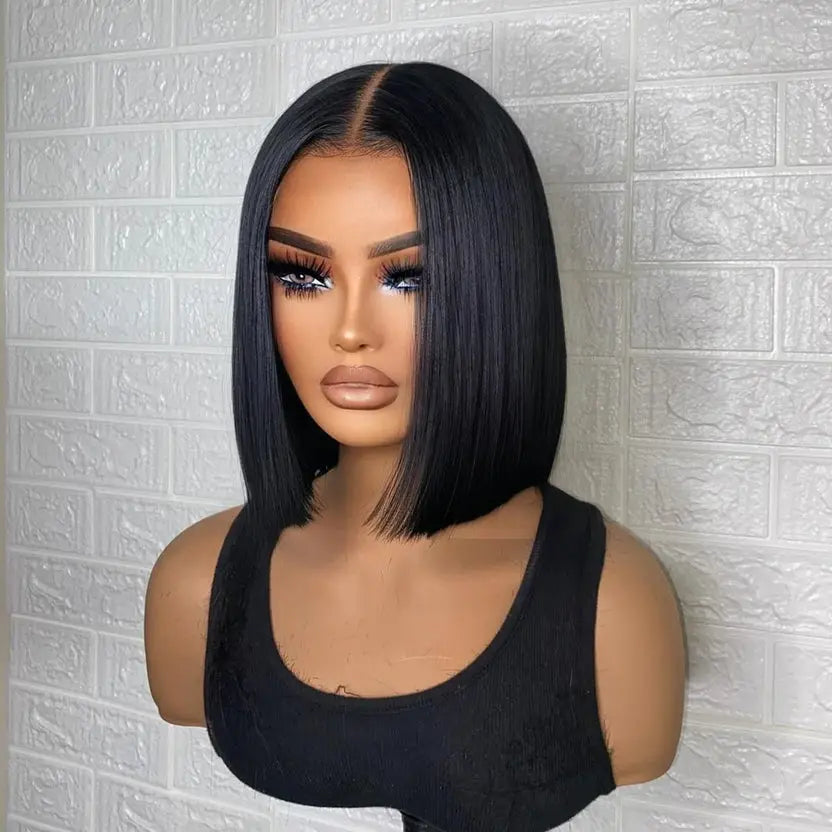 Ossileehair Straight Hair BOB 13X4 Full Frontal Black 100% Human Hair