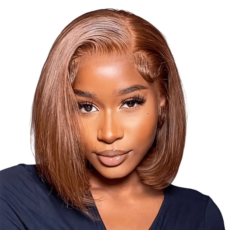Ossileehair Straight Hair Bob Full Frontal 13X4 Brown #4 100% Human Hair