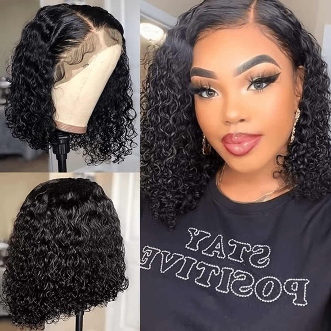 Ossileehair  Water Wave Bob  13X4 Full Frontal Black 100% Human Hair