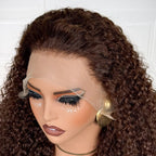 OSSILEE Hair Double Drawn #4 Brown Jerry Curly 13x4 Frontal Lace Human Hair Wig