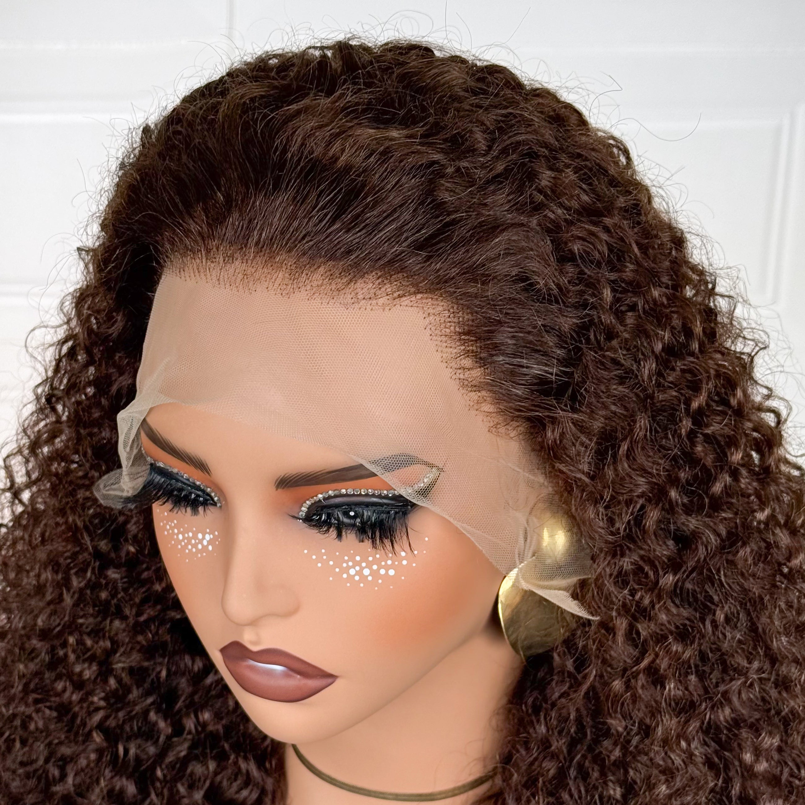 OSSILEE Hair Double Drawn #4 Brown Jerry Curly 13x4 Frontal Lace Human Hair Wig