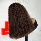 OSSILEE Hair Double Drawn #4 Brown Jerry Curly 13x4 Frontal Lace Human Hair Wig