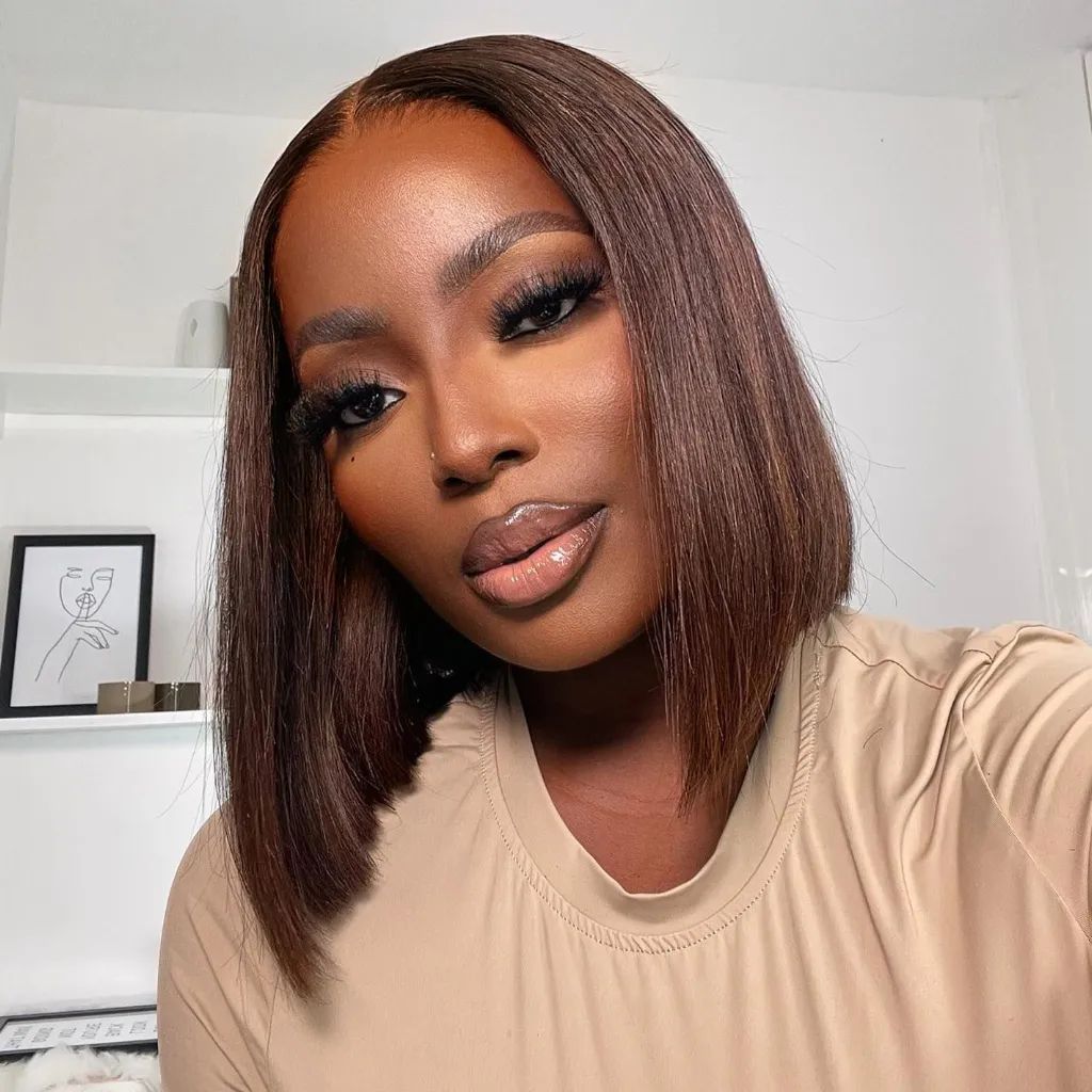 Ossileehair Straight Hair Bob Full Frontal 13X4 Brown #4 100% Human Hair