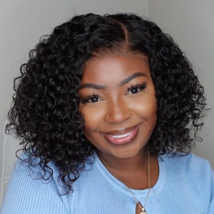 Ossileehair Water Wave Bob 13X4 Full Frontal Black 100% Human Hair