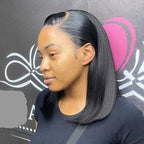 Ossileehair Straight Hair Glueless Bob 13X4 Full Frontal Black 100% Human Hair