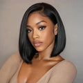 Ossileehair Straight Hair Glueless Bob 13X4 Full Frontal Black 100% Human Hair