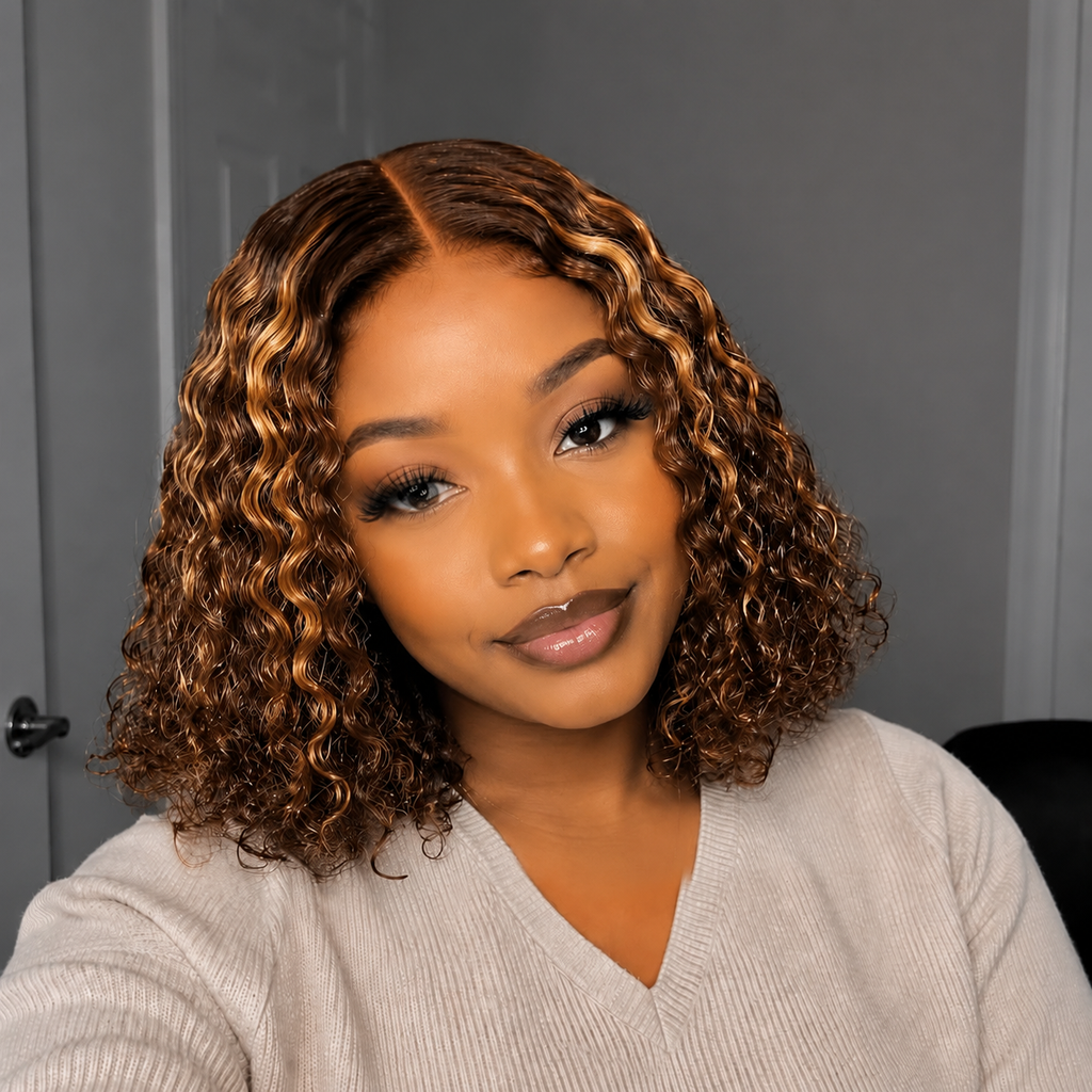 Piano Color Jerry Curly 13x4 Lace Frontal BOB Wig