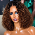 Ombre Brown Color Jerry Curly 13x4 Lace Frontal BOB Wig