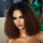 Ombre Brown Color Jerry Curly 13x4 Lace Frontal BOB Wig