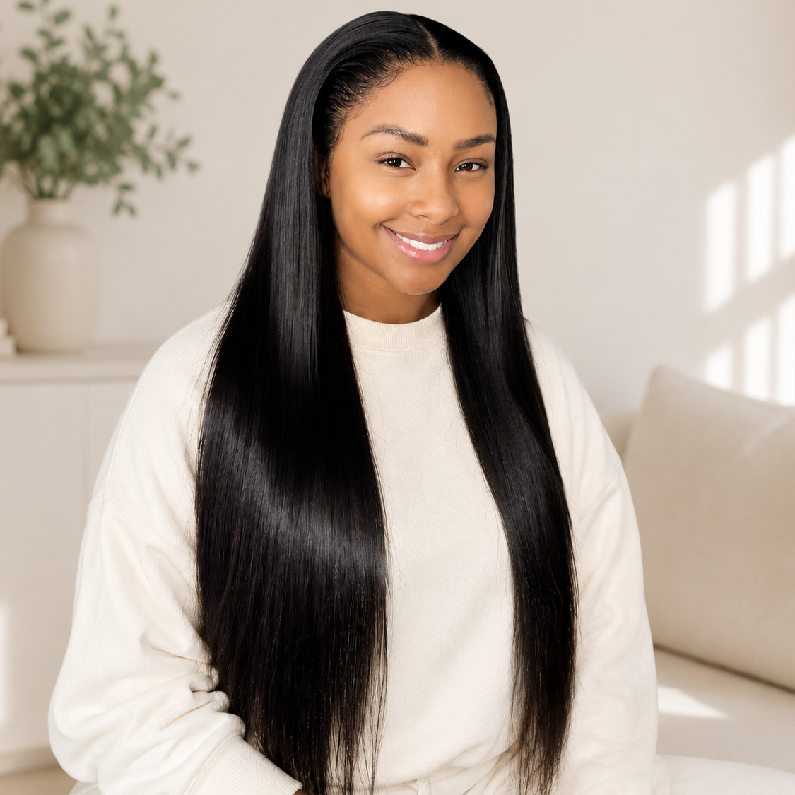 Raw Human Hair 13x4 Lace Full Frontal Straight Wig