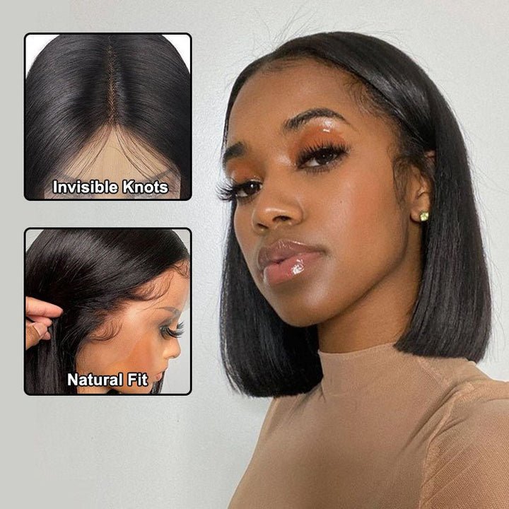 Ossileehair Straight Hair BOB 4X4 Full Front Black 100% Human Hair