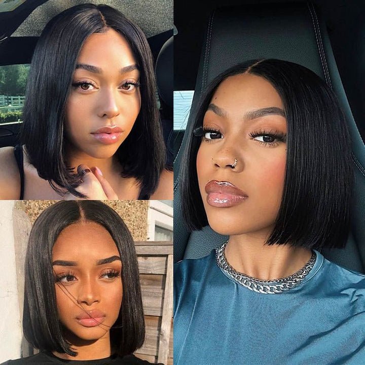 Ossileehair Straight Hair BOB 4X4 Full Front Black 100% Human Hair