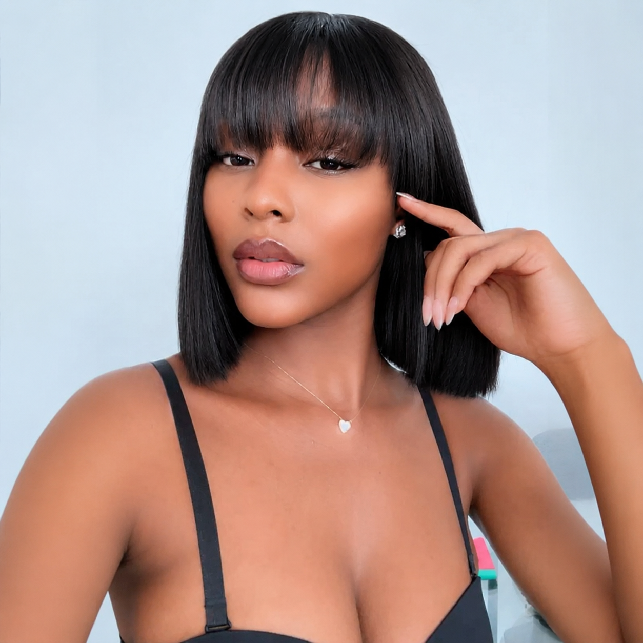 SDD Vietnam Hair Fringe Glueless BOB Wig With 3X1 Top Lace
