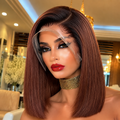 Ossilee Hair 13X4 T1B/4 Ombre Brown Color Full Frontal Double Drawn Straight Bob Wig