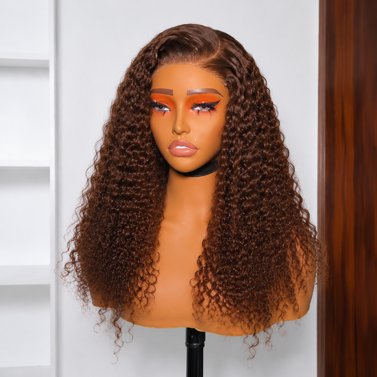 Chocolate Brown Water Wave 13x4 Full Frontal Lace Wig