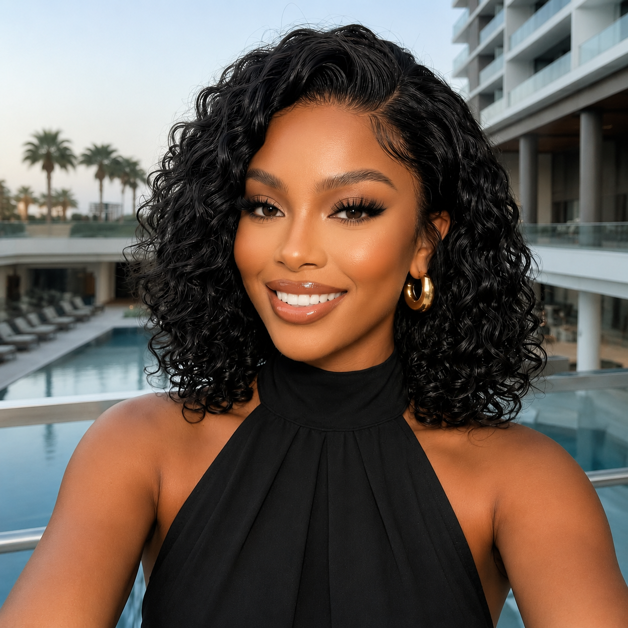 Ossileehair Water Wave Glueless BOB 4X4 Black 100% Human Hair