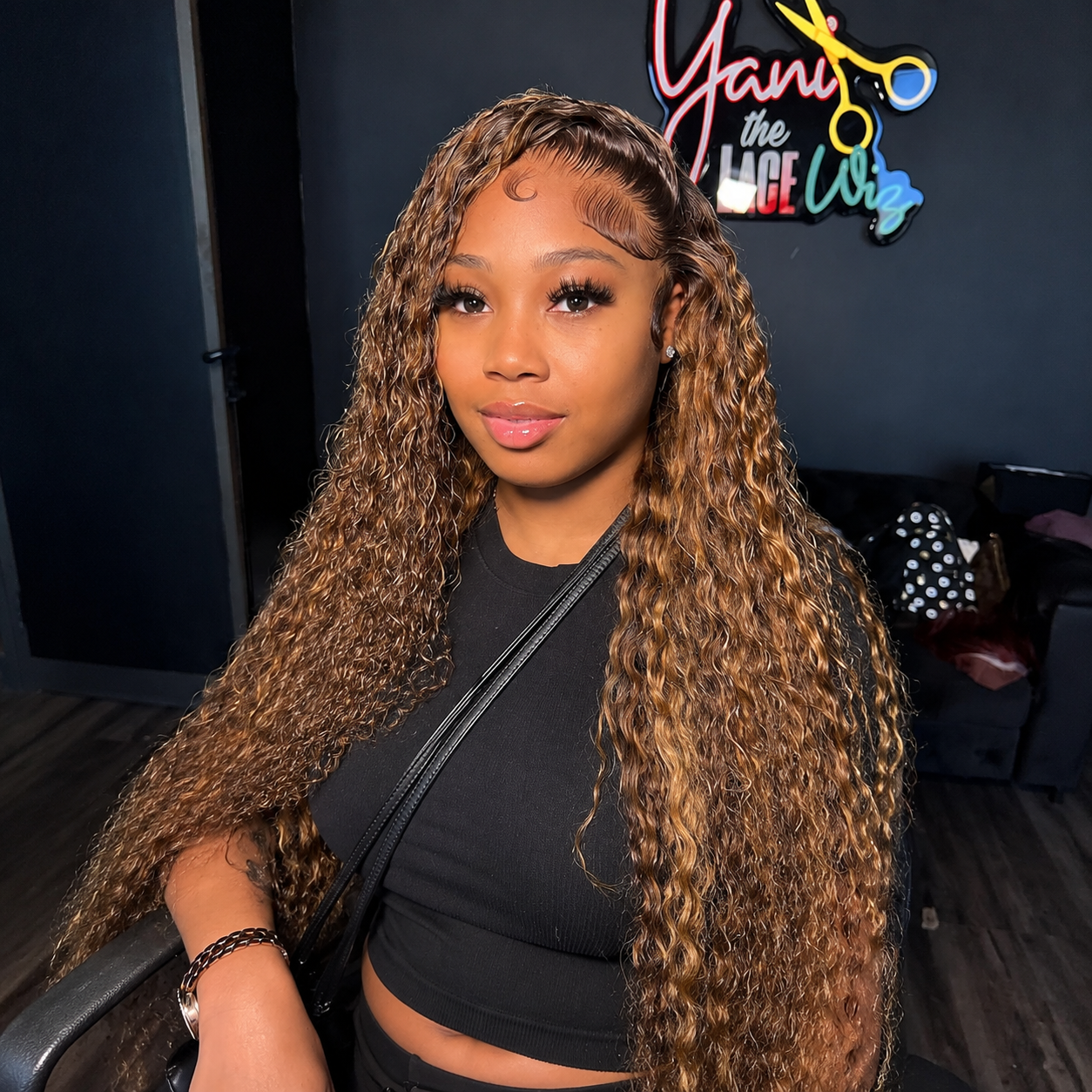 Ossileehair Water Wave Piano Highlight Color Glueless 13x4 Full Frontal #4/27 Wig