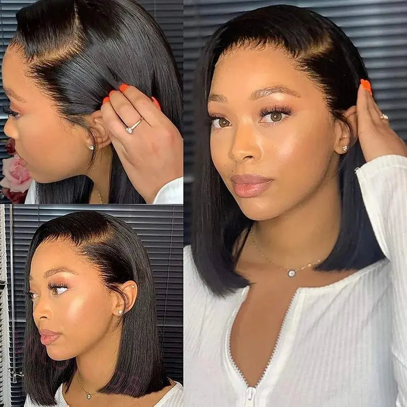 Ossileehair Straight Hair Super Double Drawn 13x4 Full Frontal  Black 100% Human Hair
