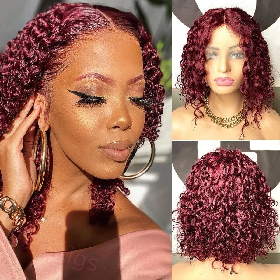 Ossileehair Jerry Curly Bob 13x4 Full Front #99j 100% Human Hair