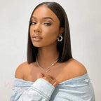 Ossileehair Straight Glueless Wig Bob 4x4 Black 100% Human Hair
