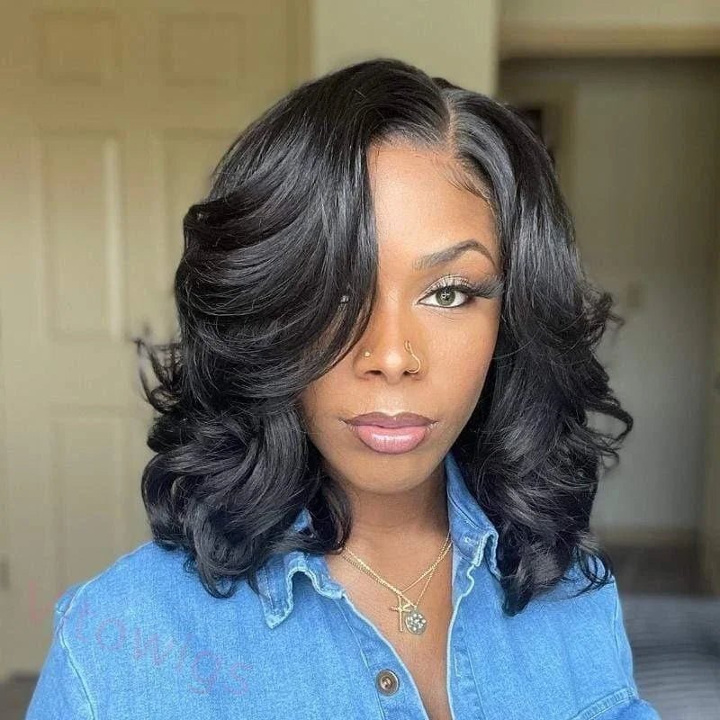 Ossileehair Body Wave Bob 13X4 Full Frontal Black 100% Human Hair