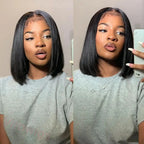Ossileehair Straight Glueless Wig Bob 4x4 Black 100% Human Hair