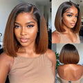 Ossileehair Straight Hair BOB Full Frontal 13X4 Bob Wig Ombre Brown #T1/4 100% Human Hair