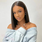 Ossileehair Straight Glueless Wig Bob 4x4 Black 100% Human Hair