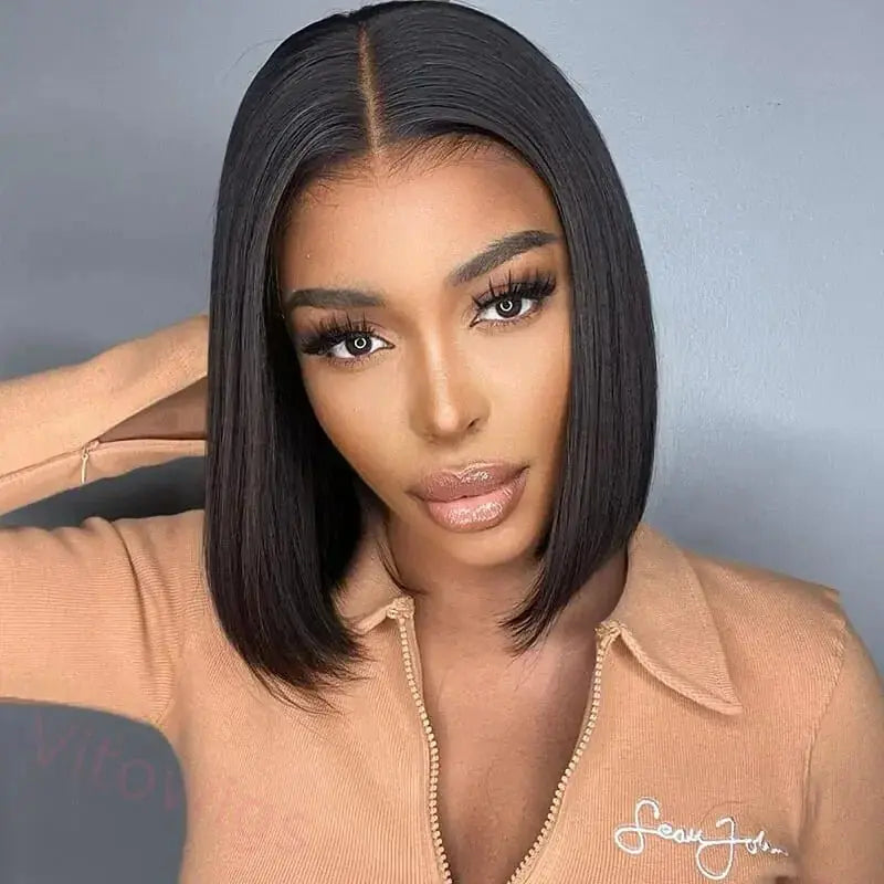 Ossileehair Straight Wig Bob 4x4 Black 100% Human Hair