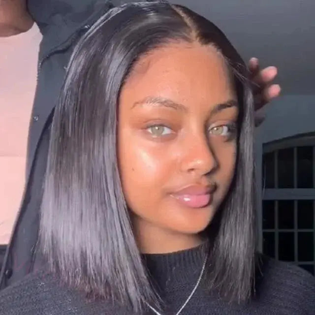 Ossileehair Straight Hair BOB 13X4 Full Frontal Black 100% Human Hair