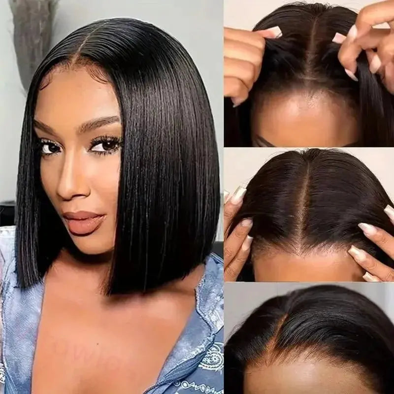 Ossileehair Straight Hair BOB 13X4 Full Frontal Black 100% Human Hair