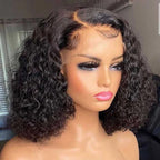 Ossileehair Water Wave Glueless BOB 13X4 Full Frontal Black 100% Human Hair