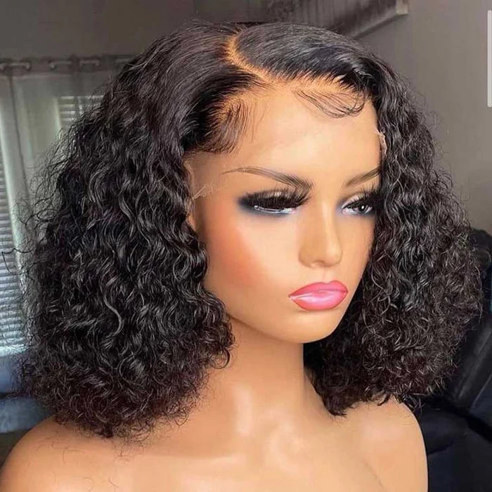 Ossileehair Water Wave Glueless BOB 13X4 Full Frontal Black 100% Human Hair